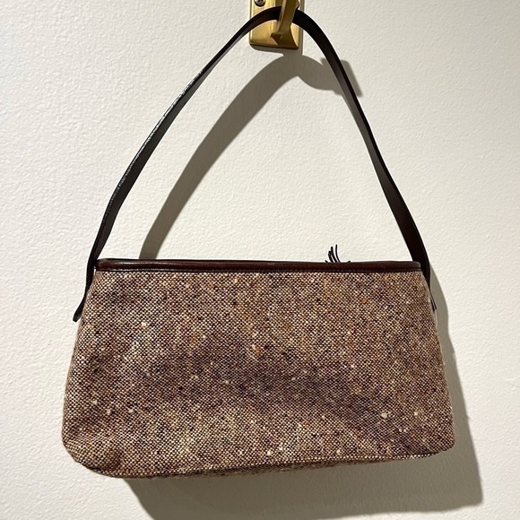 Genuine Leather and tweed Banana Republic mini bag- brown - Picture 3 of 8